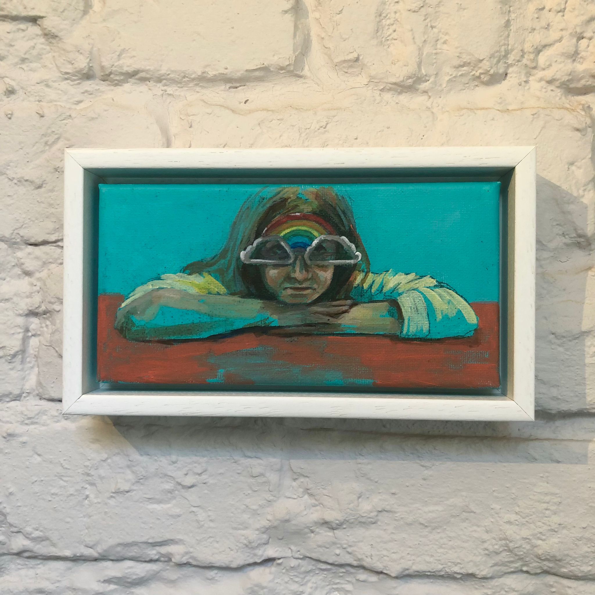 miniature painting goggles Rainbow shades” Framed Mini Contemporary Original Painting by Flo Lee – Oneoffto25.com