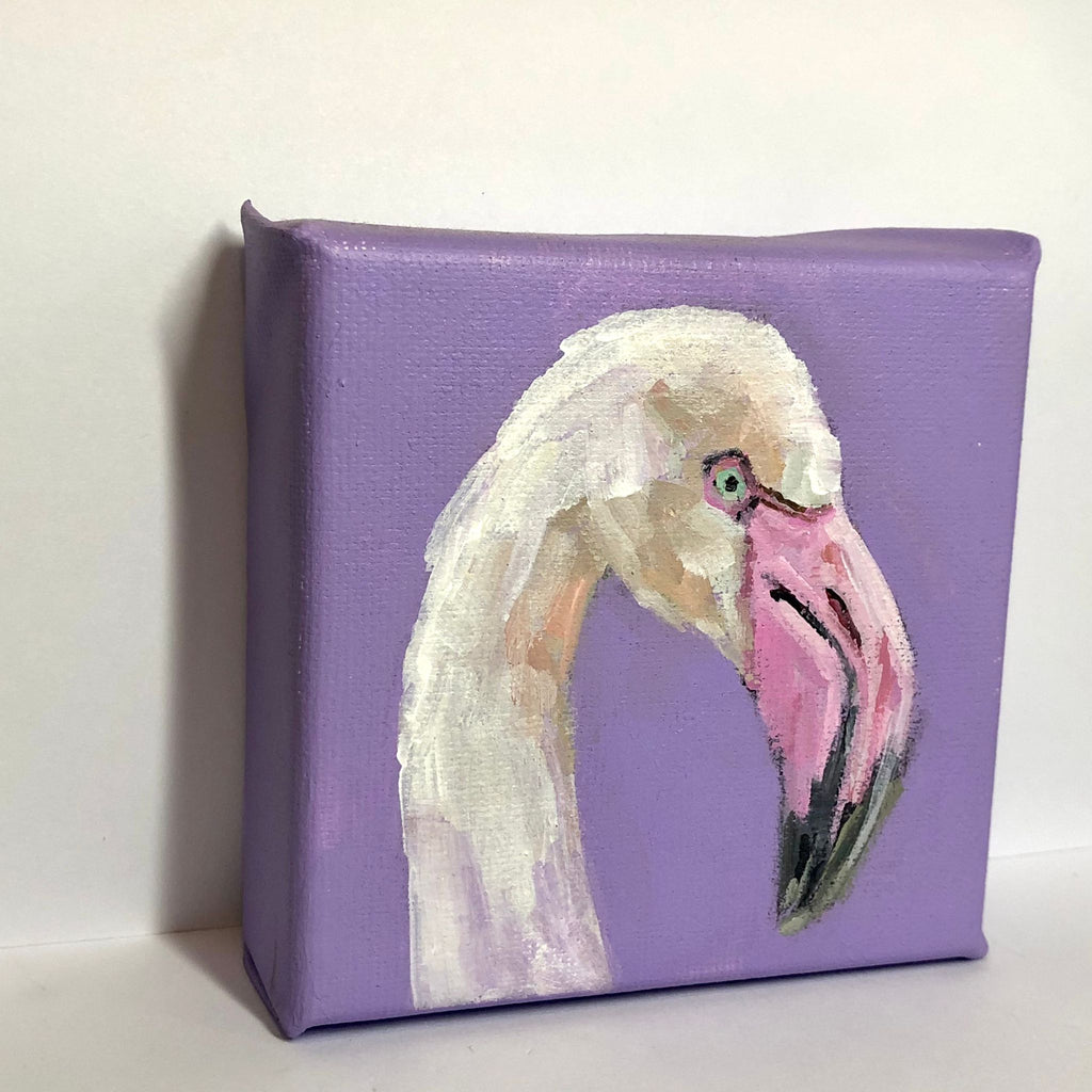 Mini Original Acrylic Flamingo Painting by Flo Lee