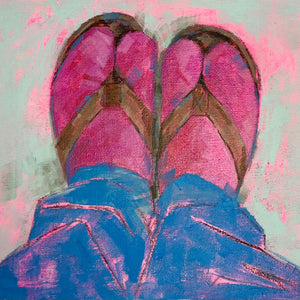 "Socks and Sandals" Original Acrylic Painting on Canvas by Flo Lee