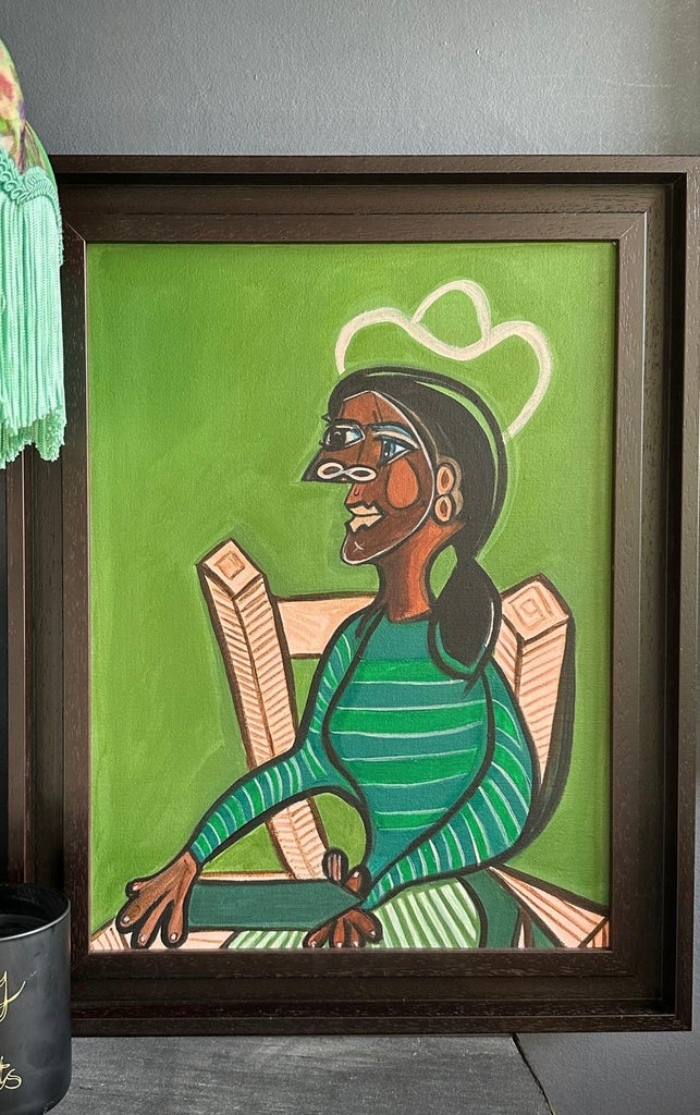 "I don't like stripes" Framed Original Acrylic Painting on Canvas Board