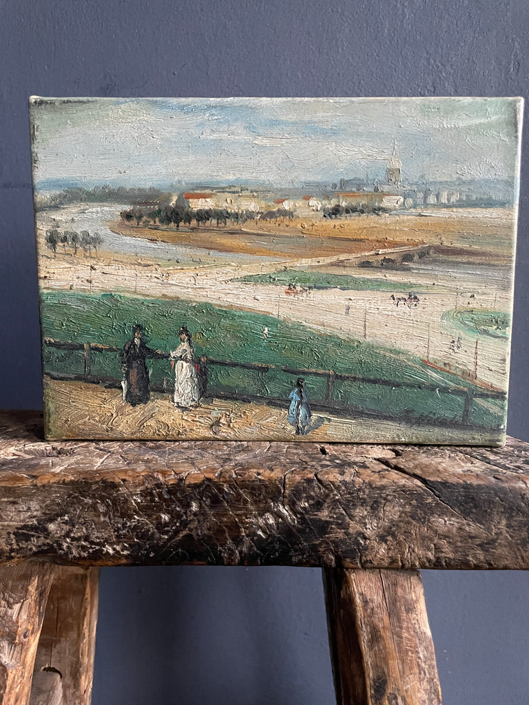 Vintage French Oil Painting on Linen