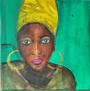 Mini Original Acrylic Portrait Painting on Canvas Board by Jasmine Rosten-Edwards