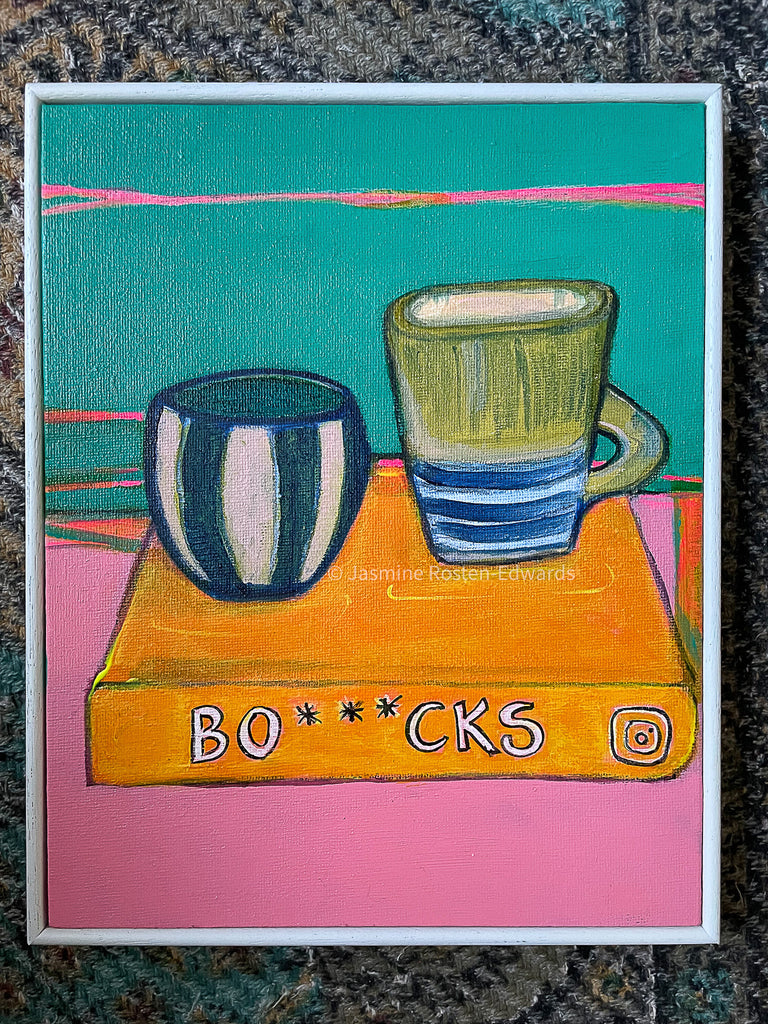 "Bo***cks" Framed Original Acrylic Painting on Canvas Board