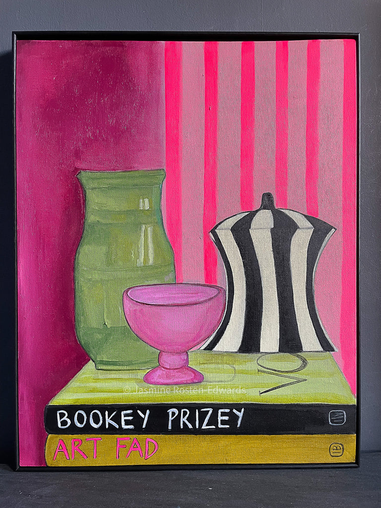 "Bookey Prizey" Framed Original Acrylic Painting on Canvas Board
