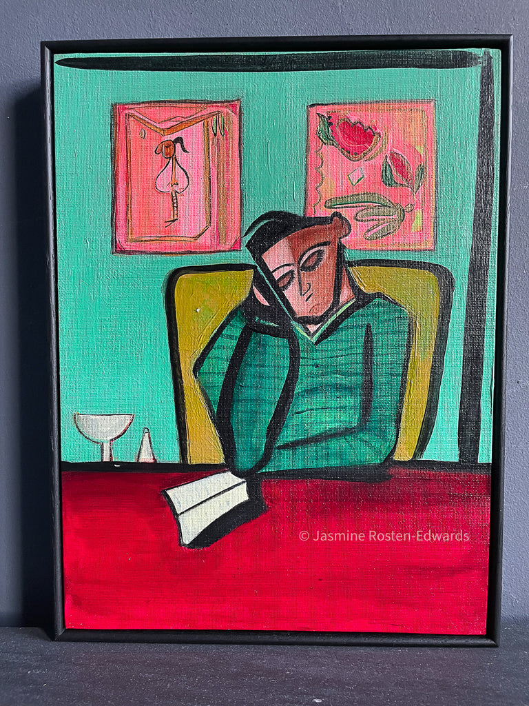 "How does the story end?" Framed Original Acrylic Painting on Canvas Board