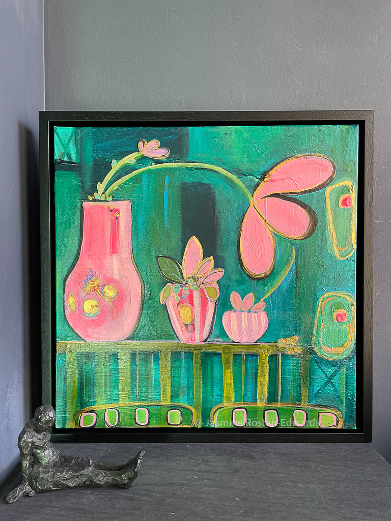 "In the Pink" Framed Original Acrylic Painting on Canvas