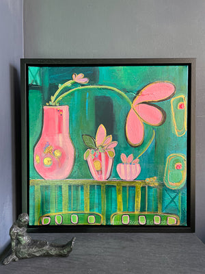 "In the Pink" Framed Original Acrylic Painting on Canvas