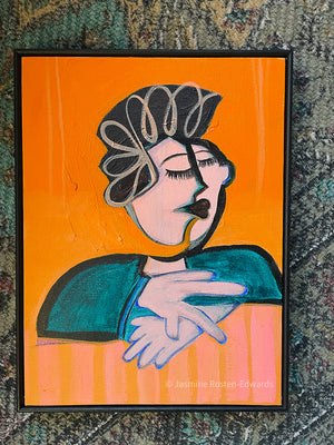 "Smug" Framed Original Acrylic Painting on Canvas Board