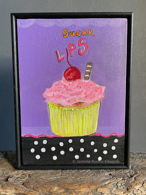 "Sugar lips" Mini Framed Original Abstract Painting on Board