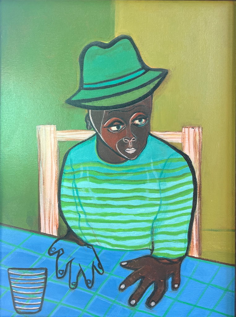 "Glass half full" Framed Original Acrylic Painting on Canvas Board