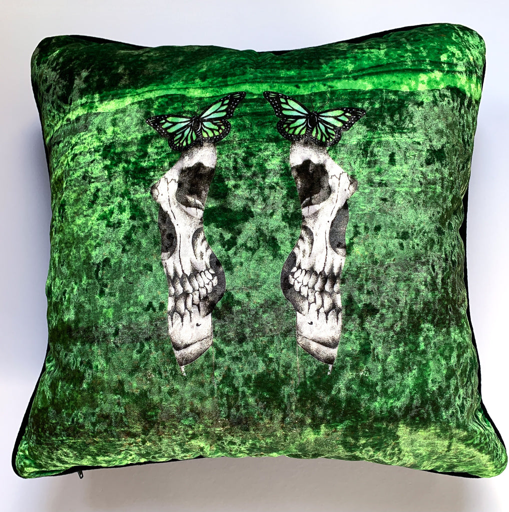 Limited Edition Green Velvet Cushion - by Emily Penfold