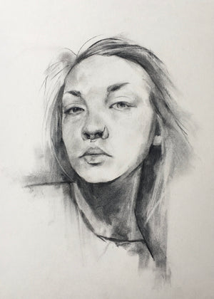 "Alyssa”- Original Charcoal Drawing by Flo Lee & Co