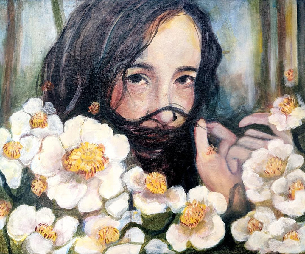 Oneoffto25.com But I have infinite tenderness for you Painting by Janet Stocker. Floral artwork. Female artwork.