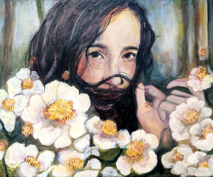 Oneoffto25.com But I have infinite tenderness for you Painting by Janet Stocker. Floral artwork. Female artwork.