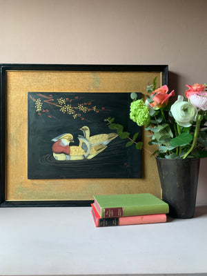 Framed Vintage Bird Art Painting - by Unknown Artist