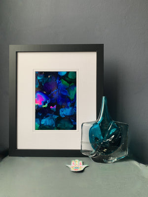 "Cobalt dream" Framed Original Ink Painting