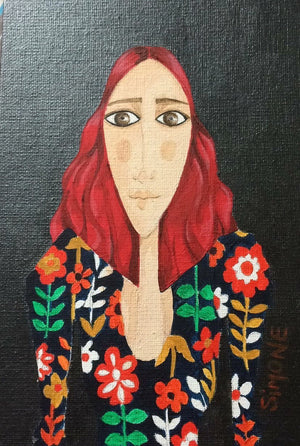 "Brighton Girl - Fleur" Unframed Original Acrylic Painting by Simone Mizel