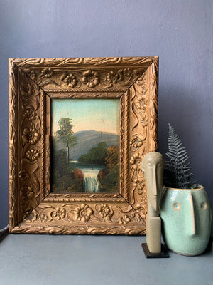 Very Old Framed French Original Oil Painting on wooden panel