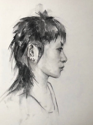 "Looking forward to seeing you”- Original Charcoal Drawing by Flo Lee & Co