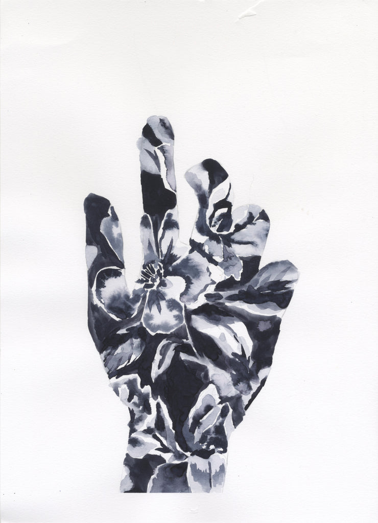 Ink Floral Hand Study Fine Art print - by Jojo Bedell