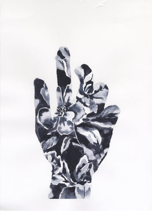 Original Ink Painting Floral Hand Study - by Jojo Bedell