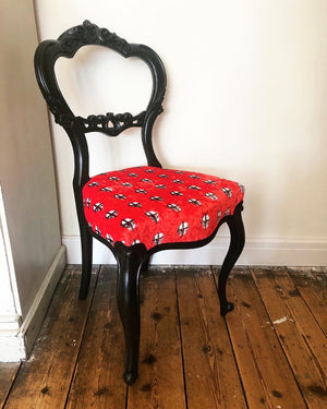 Furniture Art - One off Red Velvet Chair by Emily Penfold