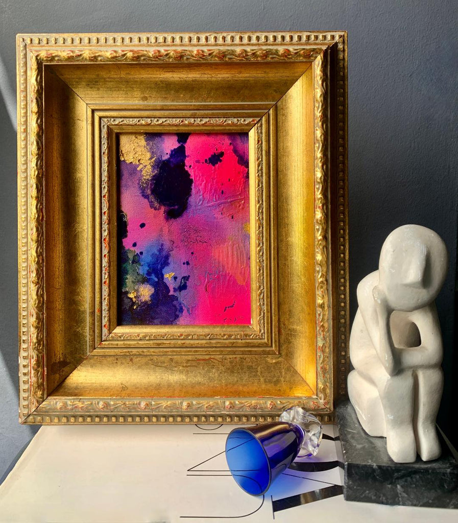 "Sunday afternoon" Framed Original Abstract painting on wood