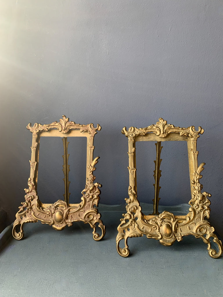 Pair of Ornate Vintage Brass Frames