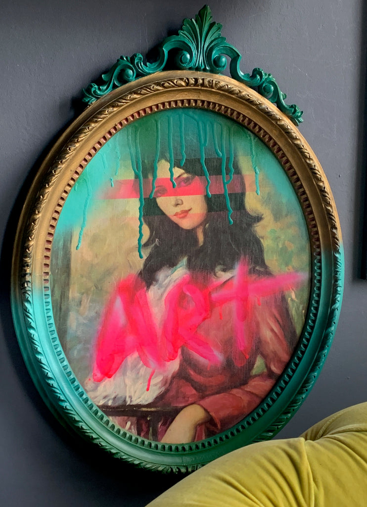 Framed Upcycled Graffiti Vintage artwork on board by R Edwards